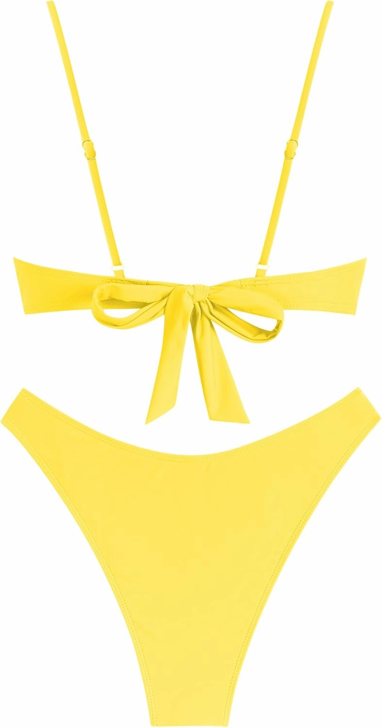 ZAFUL Women High Cut Bikini Sets String Sexy Swimsuit Two Piece Underwire Bathing Suit Brazilian Cheeky Cut Out Cute Swimwear