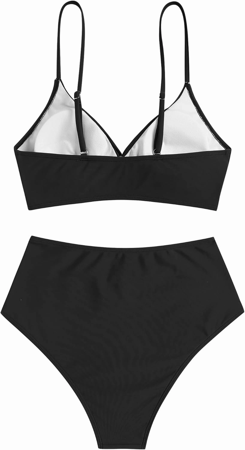 ZAFUL Women High Waisted Bikini Sets Two Piece Swimsuit Push Up Twist Front Ruched Bathing Suit