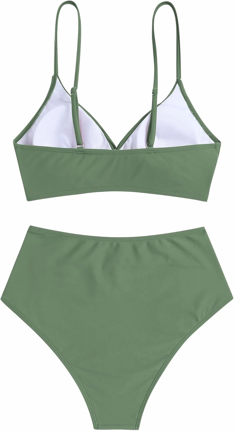 ZAFUL Women High Waisted Bikini Sets Two Piece Swimsuit Push Up Twist Front Ruched Bathing Suit
