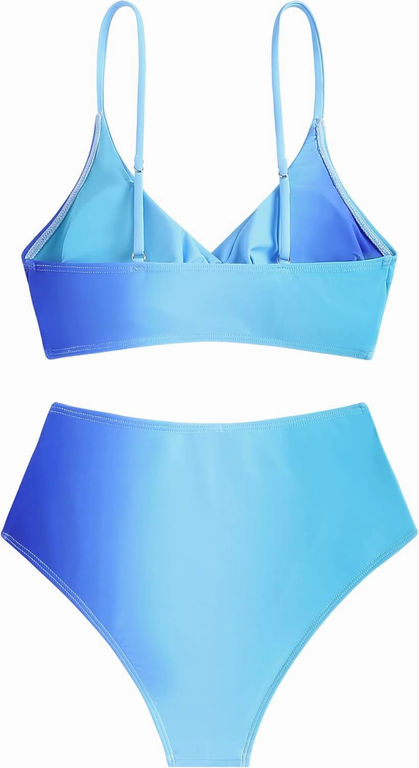 ZAFUL Women High Waisted Bikini Sets Two Piece Swimsuit Push Up Twist Front Ruched Bathing Suit