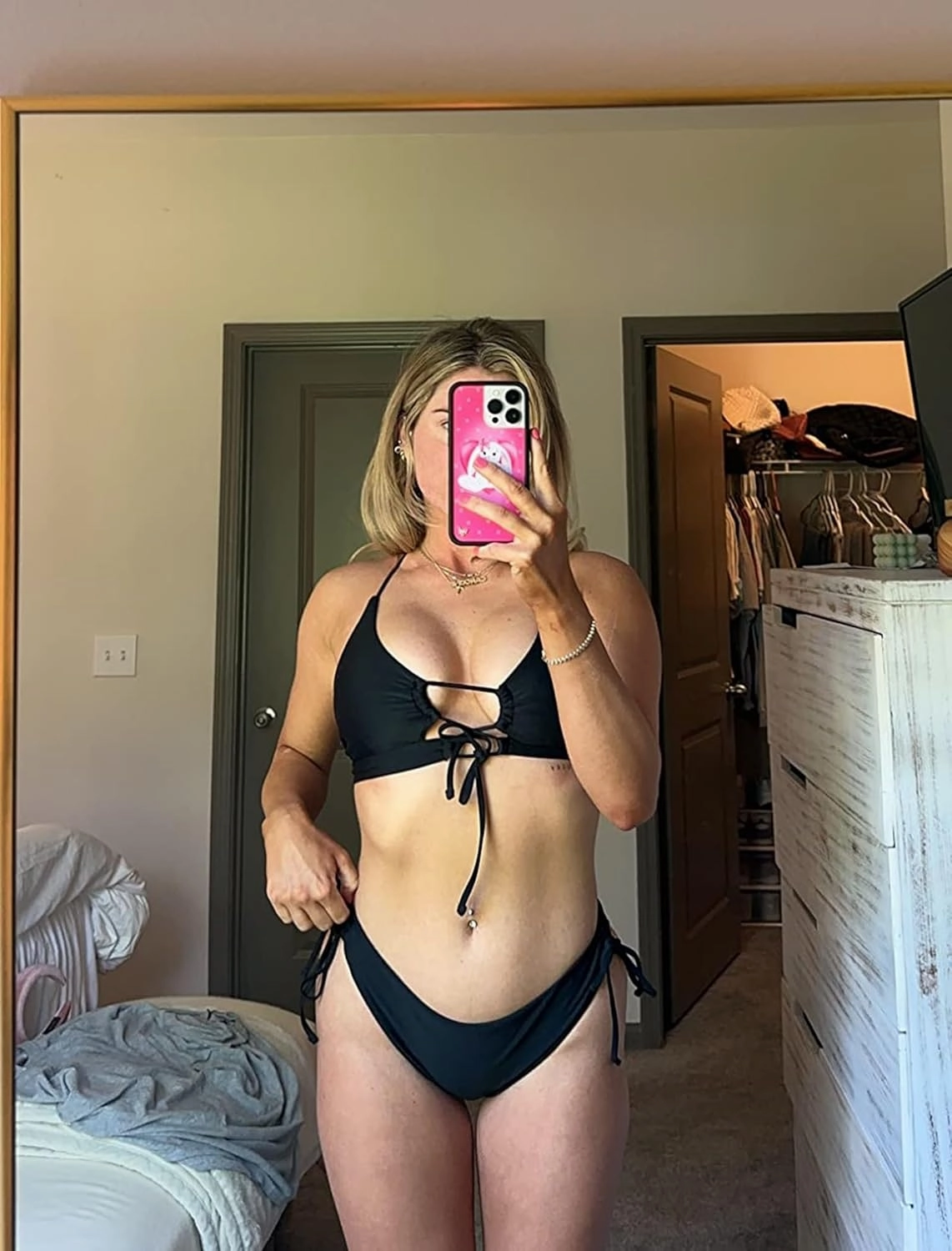 ZAFUL Women's Cheeky Bikini Set 2 Piece Sexy String High Cut Swimsuits Lace Up Tie Side Bathing Suits 2025
