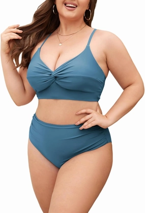 ZAFUL Womens Plus Size Bikini Twist High Waisted Bikini Sets Push Up Bikini Swimsuits Tummy Control 2 Piece Bathing Suit