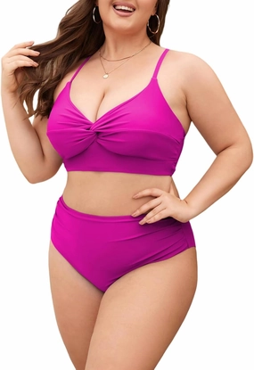 ZAFUL Womens Plus Size Bikini Twist High Waisted Bikini Sets Push Up Bikini Swimsuits Tummy Control 2 Piece Bathing Suit