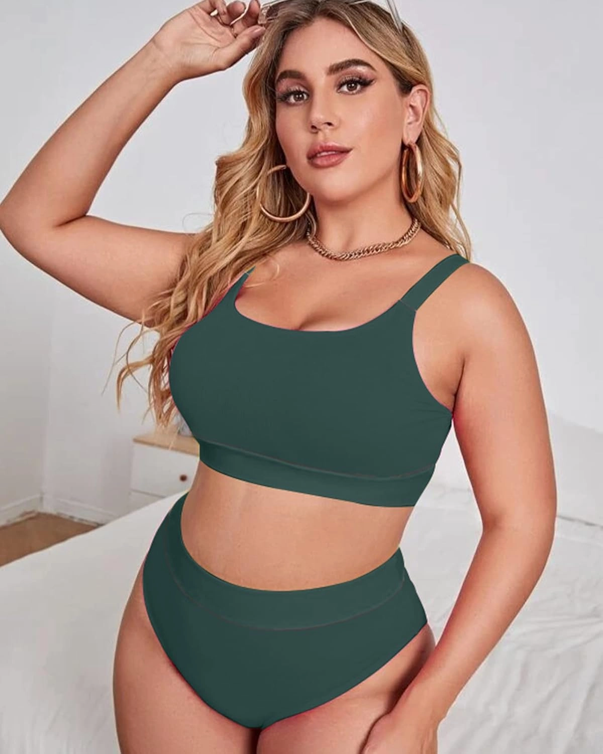 ZINPRETTY High Waisted Bikini Sets Plus Size Tummy Control Swimsuits for Women 2025 Two Piece Full Coverage Bathing Suits