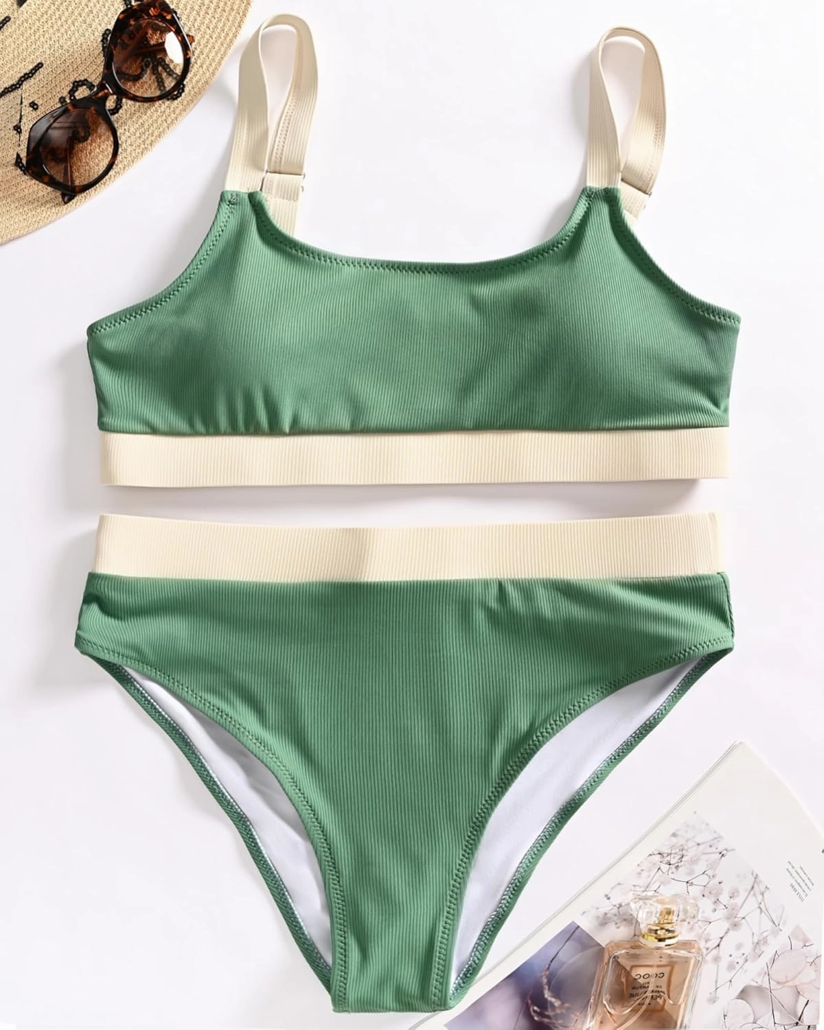 ZINPRETTY High Waisted Bikini Sets Plus Size Tummy Control Swimsuits for Women 2025 Two Piece Full Coverage Bathing Suits