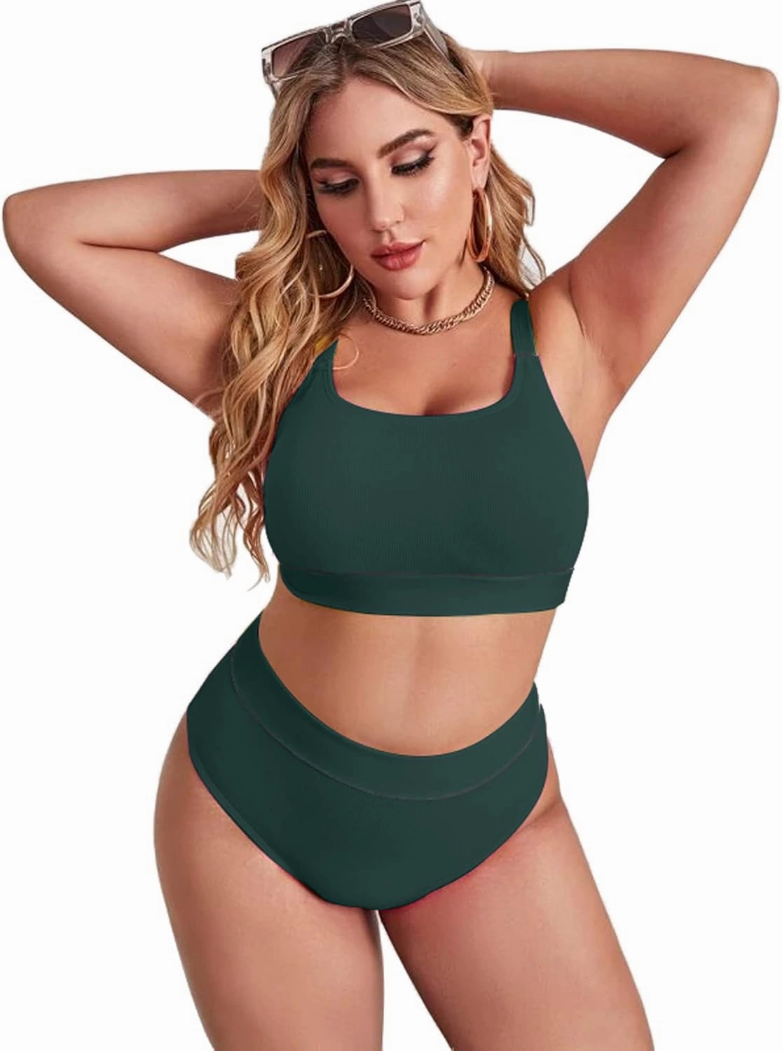 ZINPRETTY High Waisted Bikini Sets Plus Size Tummy Control Swimsuits for Women 2025 Two Piece Full Coverage Bathing Suits