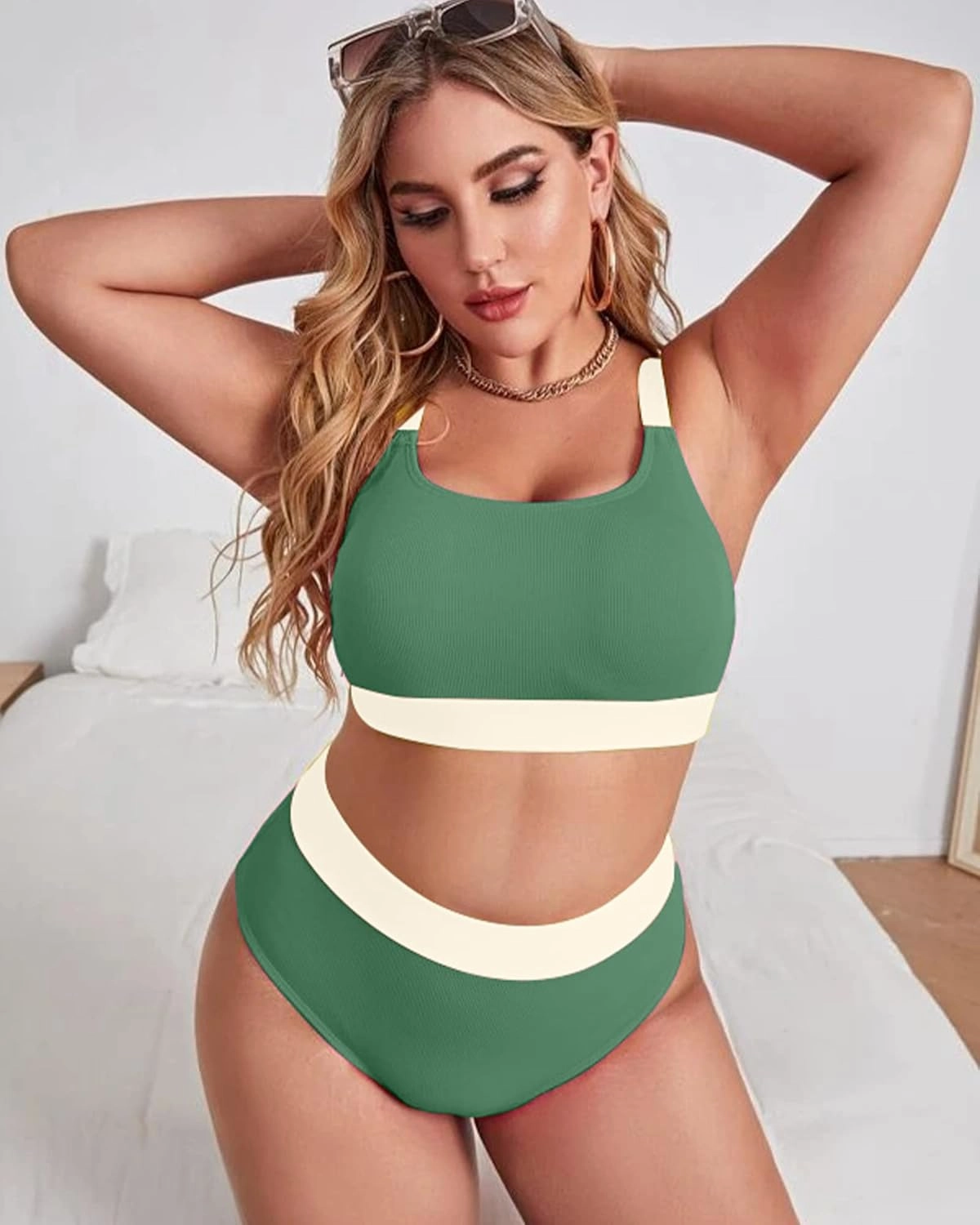 ZINPRETTY High Waisted Bikini Sets Plus Size Tummy Control Swimsuits for Women 2025 Two Piece Full Coverage Bathing Suits