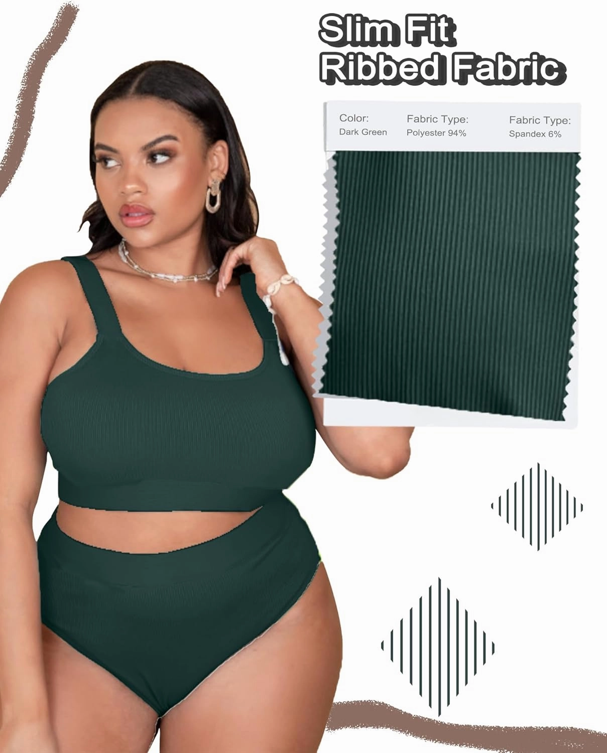 ZINPRETTY High Waisted Bikini Sets Plus Size Tummy Control Swimsuits for Women 2025 Two Piece Full Coverage Bathing Suits