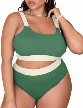 ZINPRETTY High Waisted Bikini Sets Plus Size Tummy Control Swimsuits for Women 2025 Two Piece Full Coverage Bathing Suits