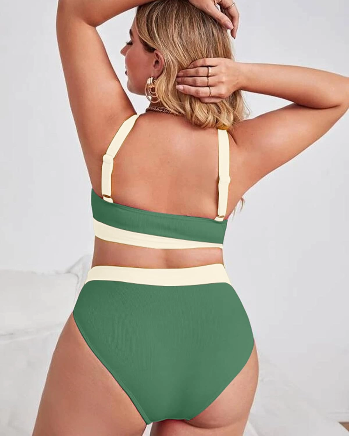 ZINPRETTY High Waisted Bikini Sets Plus Size Tummy Control Swimsuits for Women 2025 Two Piece Full Coverage Bathing Suits