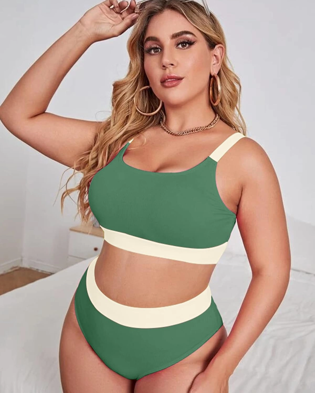 ZINPRETTY High Waisted Bikini Sets Plus Size Tummy Control Swimsuits for Women 2025 Two Piece Full Coverage Bathing Suits